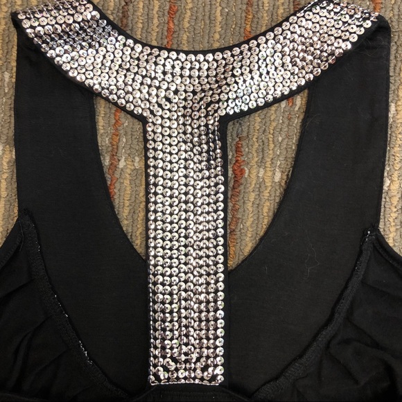 ⚡SALE⚡ Black & Silver Sequins Top, Small - Picture 4 of 6